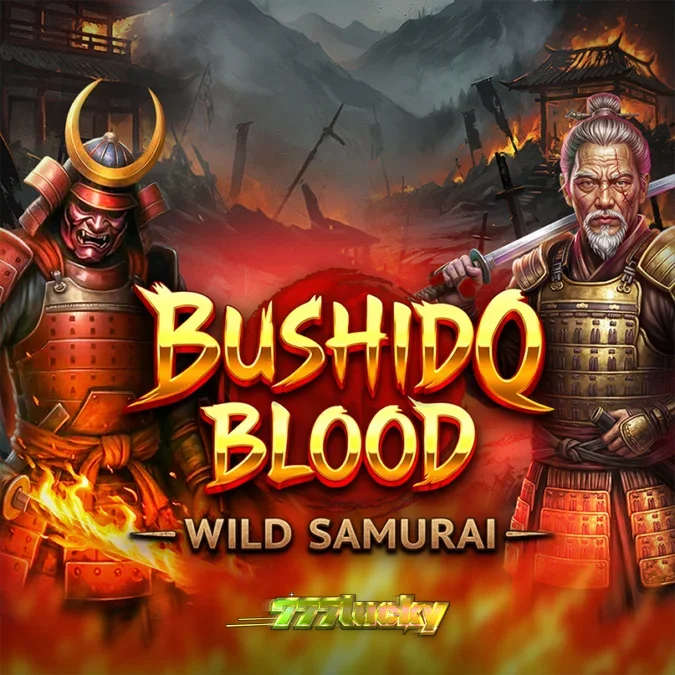 Tampilan visual slot bertema samurai Bushido Blood dengan latar belakang pegunungan Jepang.